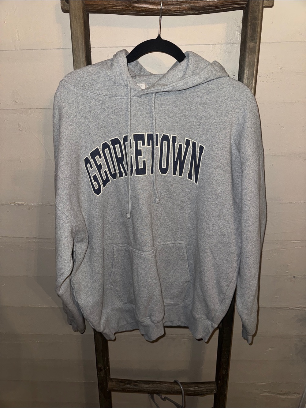 Georgetown Grey Hooded Sweatshirt - Classic Collegiate Pullover John Galt XL